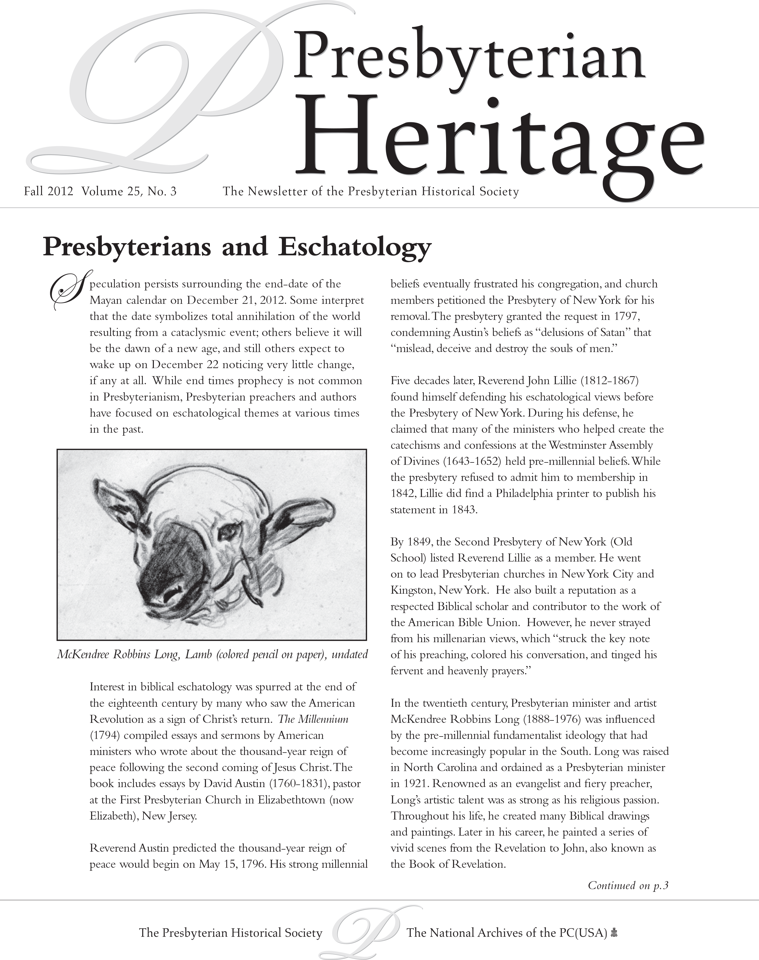 Presbyterian Heritage: The Newsletter for the Presbyterian Historical Society